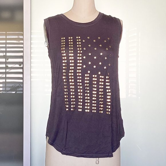 NWOT Rachel Roy gray American Flag Tee size small - Picture 1 of 7